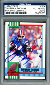 Thurman Thomas Autographed 1990 Topps Card #206 Buffalo Bills PSA/DNA #83469767