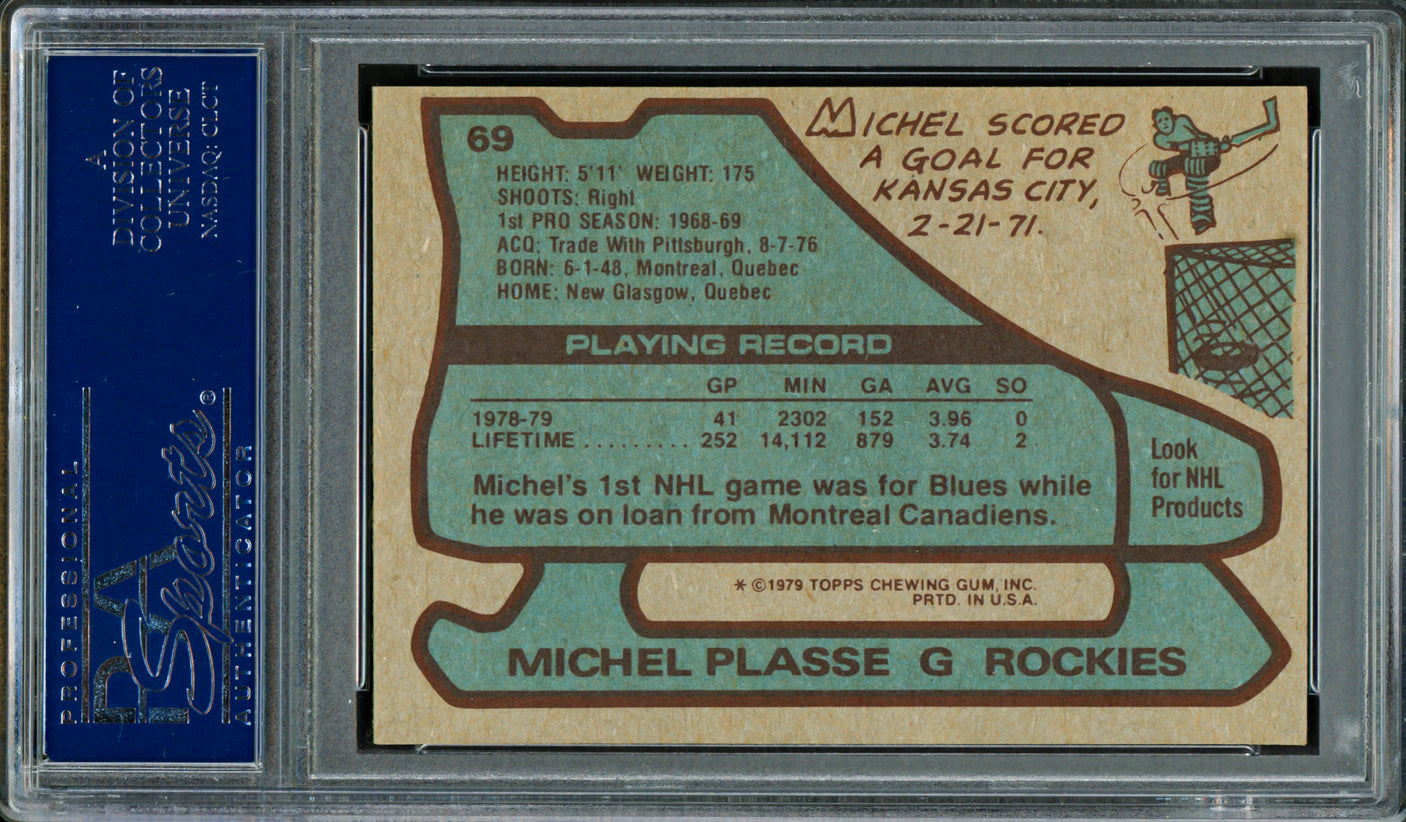 Michel Plasse Autographed 1979-80 Topps Card #69 Colorado Rockies PSA/DNA #83465553