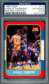LaSalle Thompson Autographed 1986-87 Fleer Card #110 Sacramento Kings PSA/DNA #83717100