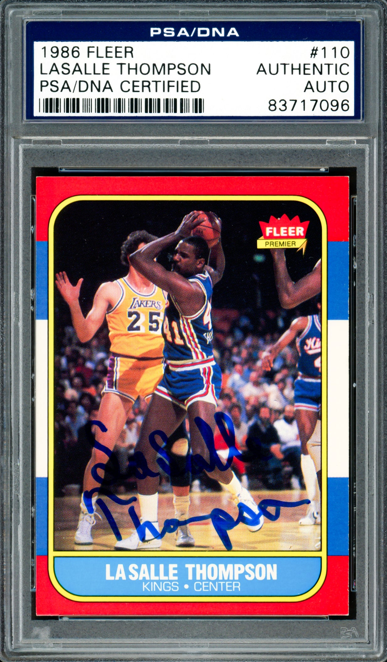 LaSalle Thompson Autographed 1986-87 Fleer Card #110 Sacramento Kings PSA/DNA #83717096