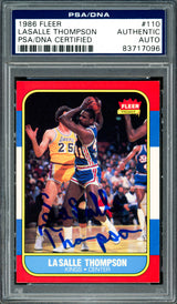 LaSalle Thompson Autographed 1986-87 Fleer Card #110 Sacramento Kings PSA/DNA #83717096