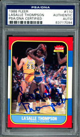LaSalle Thompson Autographed 1986-87 Fleer Card #110 Sacramento Kings PSA/DNA #83717094