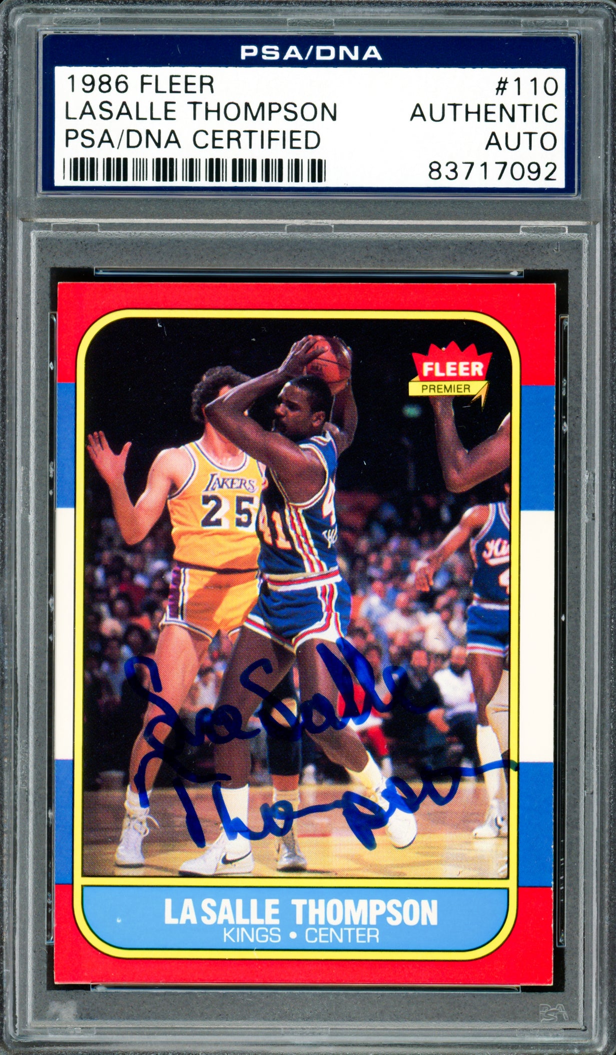 LaSalle Thompson Autographed 1986-87 Fleer Card #110 Sacramento Kings PSA/DNA #83717092