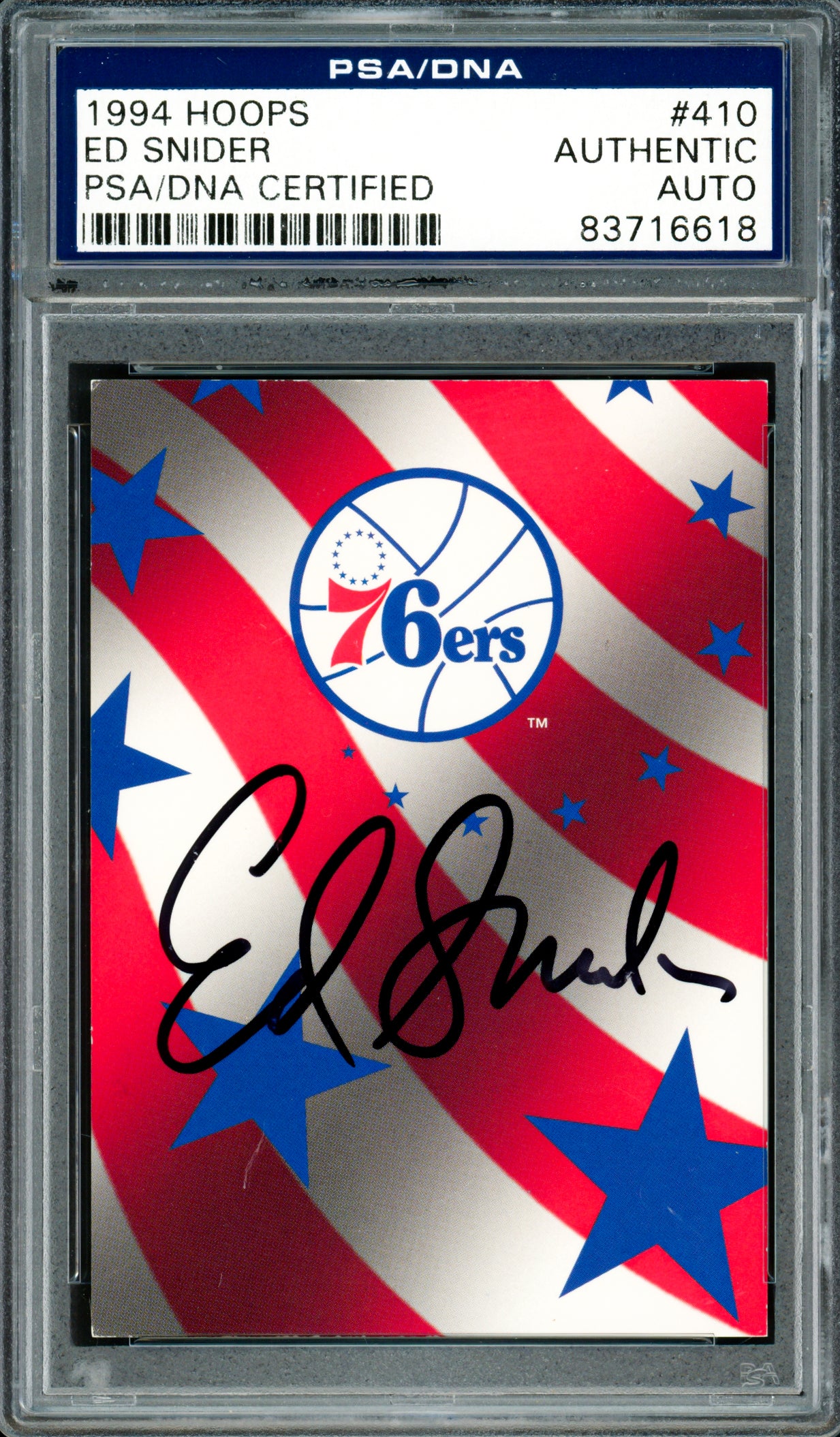 Ed Snider Autographed 1994-95 Hoops Card #410 Philadelphia 76ers Owner PSA/DNA #83716618