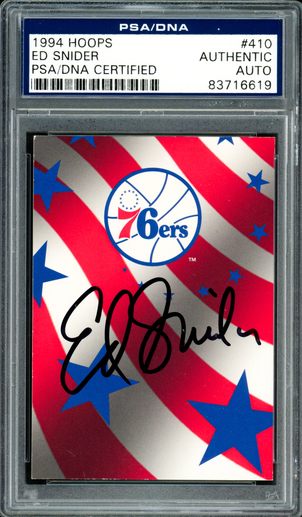 Ed Snider Autographed 1994-95 Hoops Card #410 Philadelphia 76ers Owner PSA/DNA #83716619