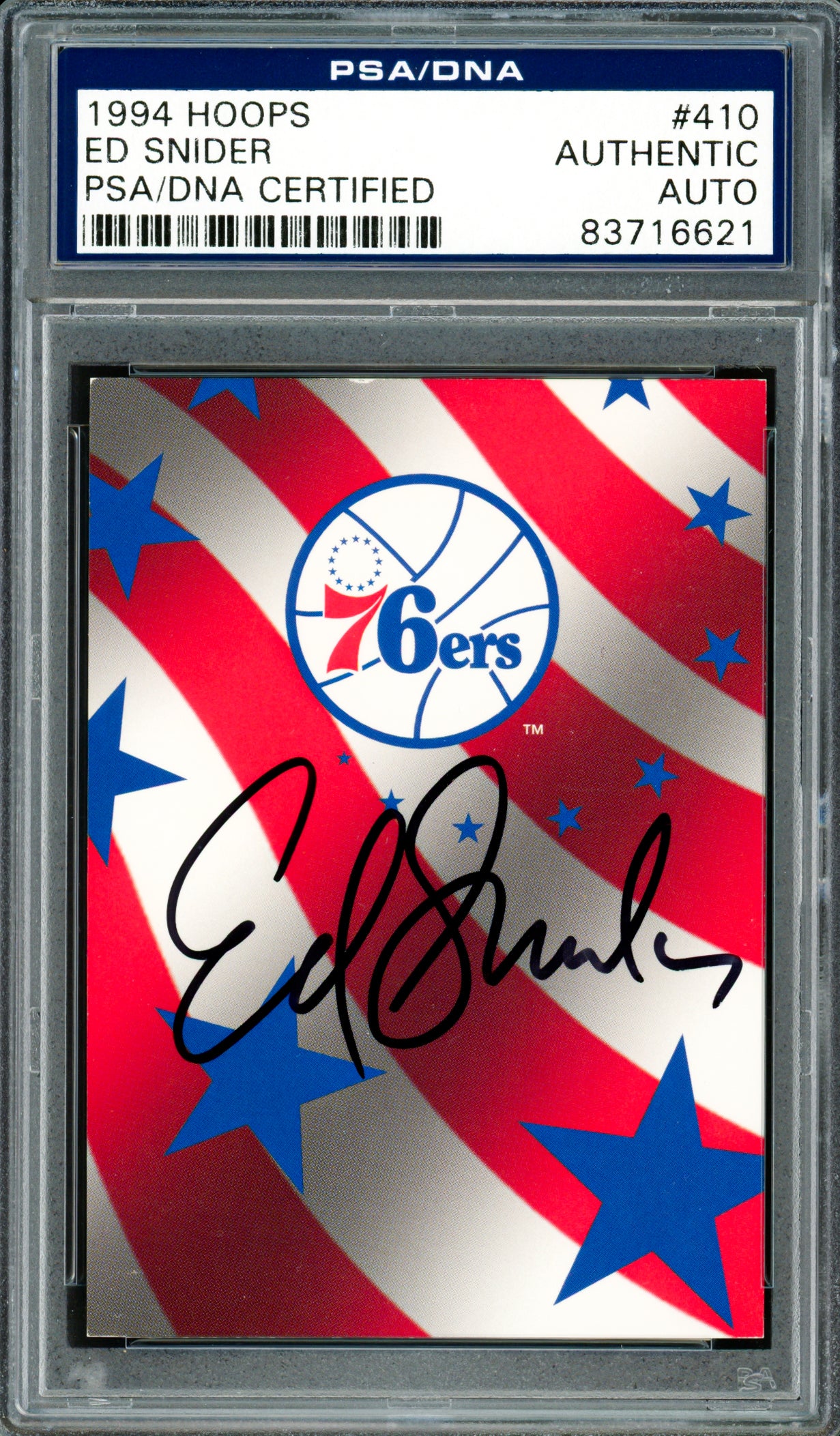 Ed Snider Autographed 1994-95 Hoops Card #410 Philadelphia 76ers Owner PSA/DNA #83716621