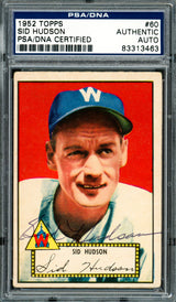 Sid Hudson Autographed 1952 Topps Card #60 Washington Senators PSA/DNA #83313463