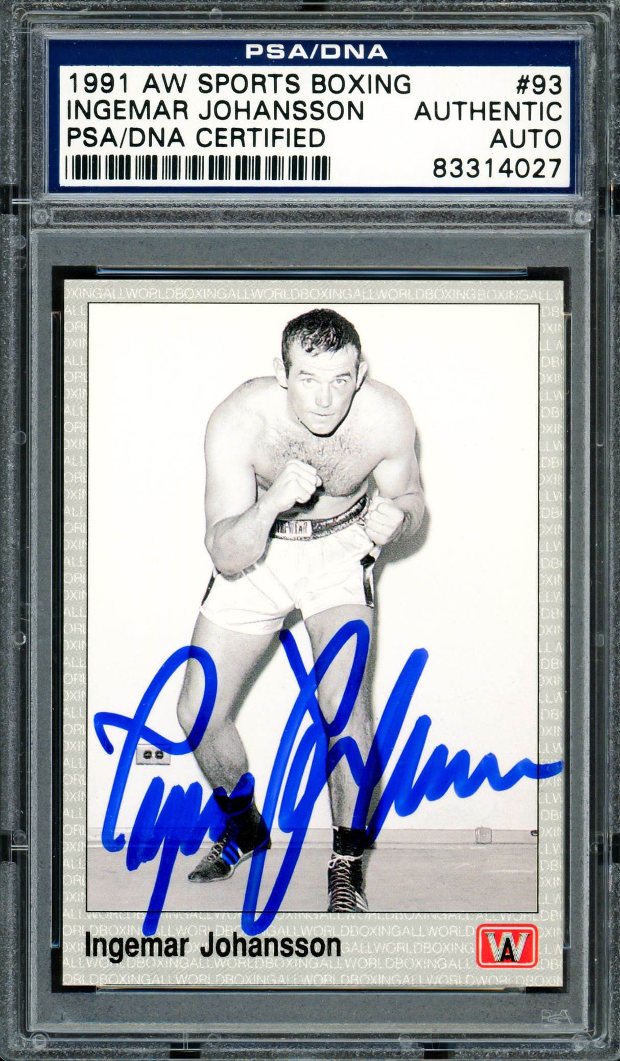 Ingemar Johansson Autographed 1991 AW Sports Card #93 PSA/DNA #83314027