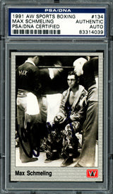 Max Schmeling Autographed 1991 AW Sports Card #134 PSA/DNA #83314039