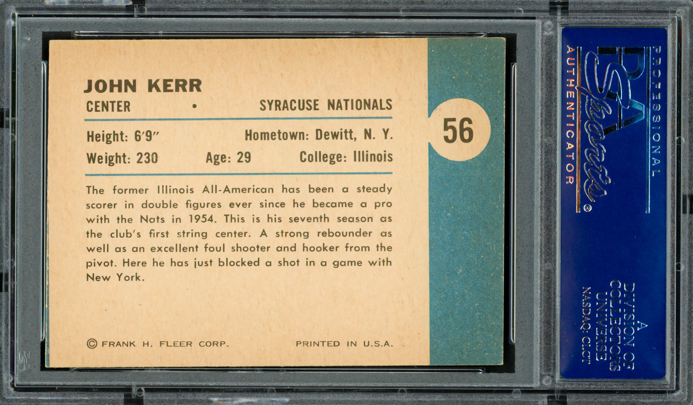 Johnny Red Kerr Autographed 1961 Fleer Card #56 Syracuse Nationals PSA/DNA #83315079