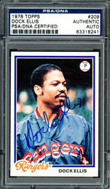 Dock Ellis Autographed 1978 Topps Card #209 Texas Rangers PSA/DNA #83318241