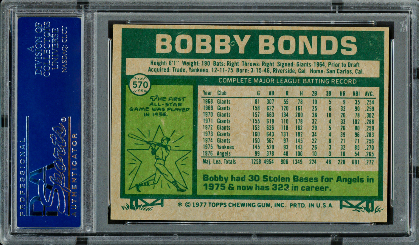 Bobby Bonds Autographed 1977 Topps Card #570 California Angels PSA/DNA #83319171