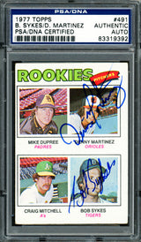 Denny Martinez & Bob Sykes Autographed 1977 Topps Rookie Card #491 PSA/DNA #83319392