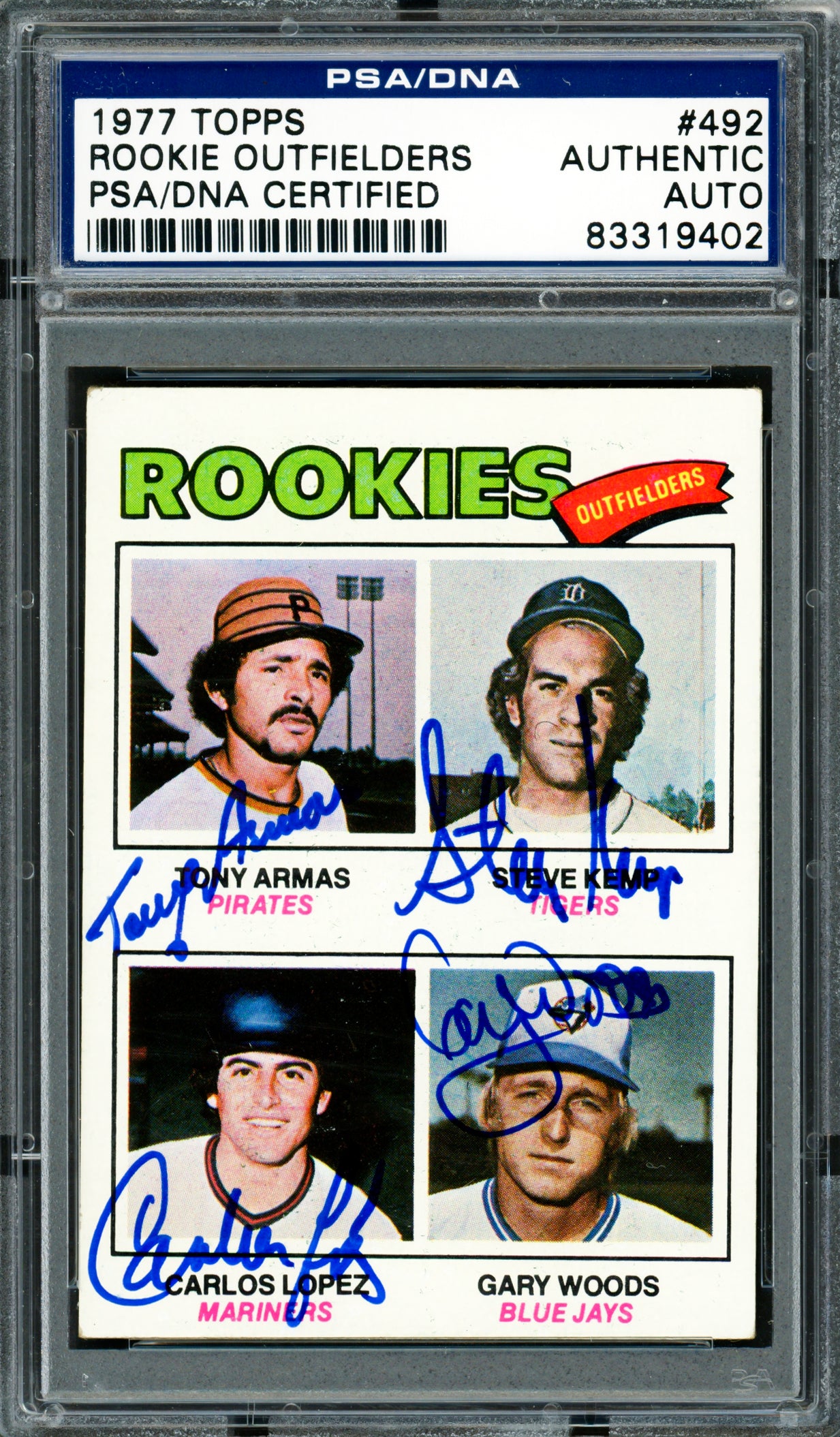 Tony Armas, Steve Kemp & Carlos Lopez Autographed 1977 Topps Rookie Card #492 PSA/DNA #83319402