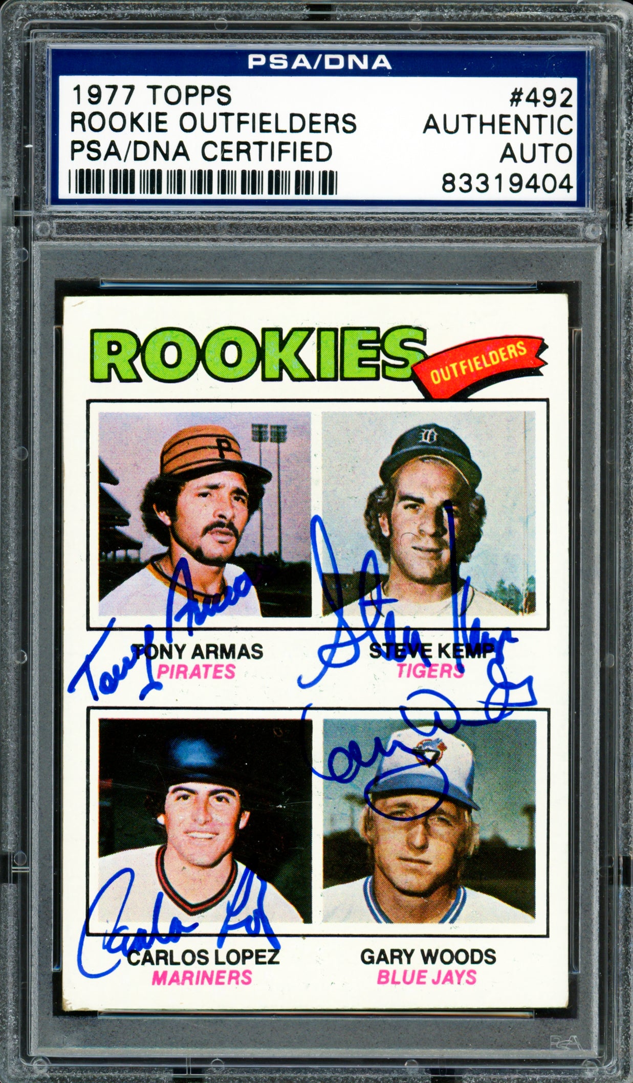 Tony Armas, Steve Kemp & Carlos Lopez Autographed 1977 Topps Rookie Card #492 PSA/DNA #83319404