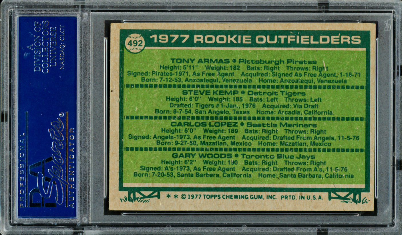 Tony Armas, Steve Kemp & Carlos Lopez Autographed 1977 Topps Rookie Card #492 PSA/DNA #83319404