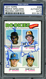 Juan Bernhardt, Mike Champion & Jim Gantner Autographed 1977 Topps Rookie Card #494 PSA/DNA #83319415