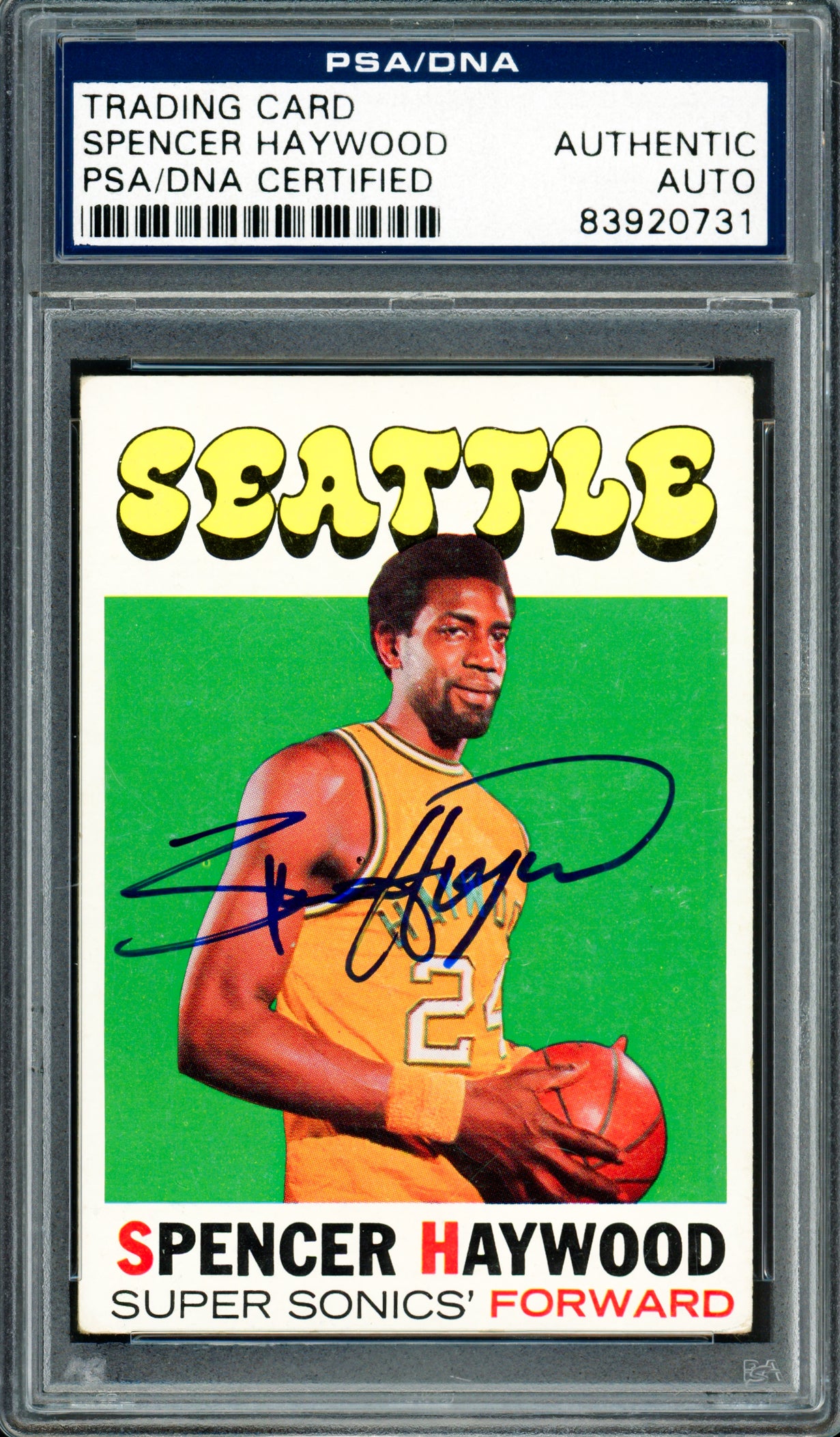 Spencer Haywood Autographed 1971-72 Topps Rookie Card #20 Seattle Supersonics PSA/DNA #83920731