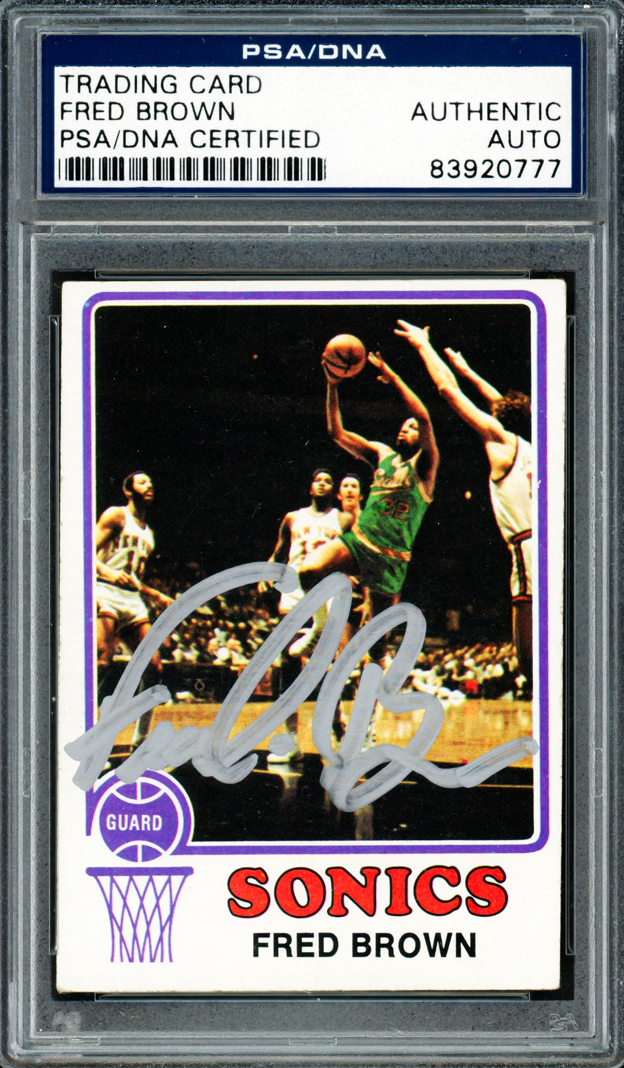 Downtown Fred Brown Autographed 1973-74 Topps Rookie Card #103 Seattle Supersonics PSA/DNA #83920777