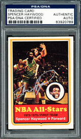 Spencer Haywood Autographed 1973-74 Topps Card #120 Seattle Supersonics PSA/DNA #83920789