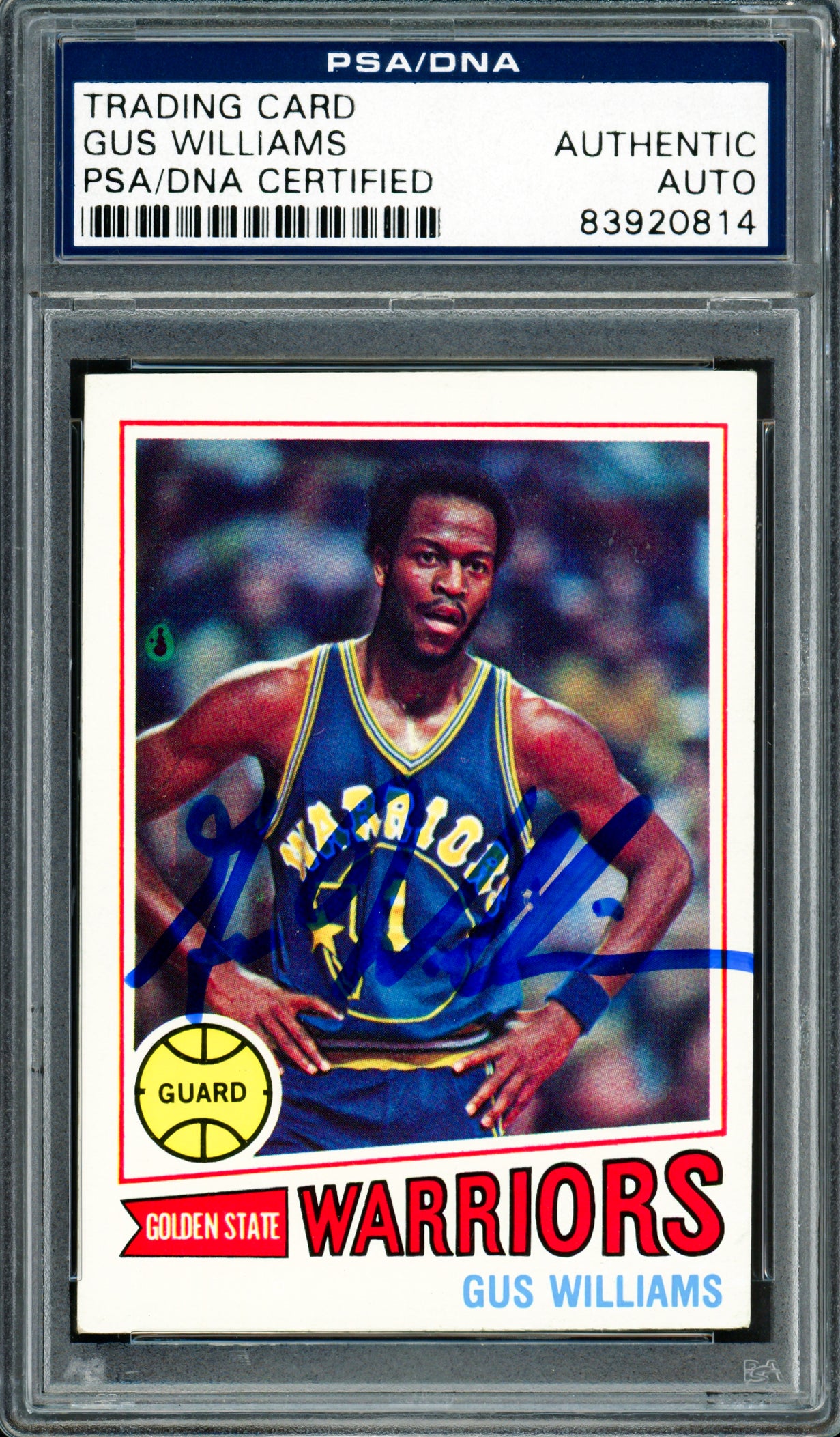 Gus Williams Autographed 1977-78 Topps Card #89 Golden State Warriors PSA/DNA #83920814