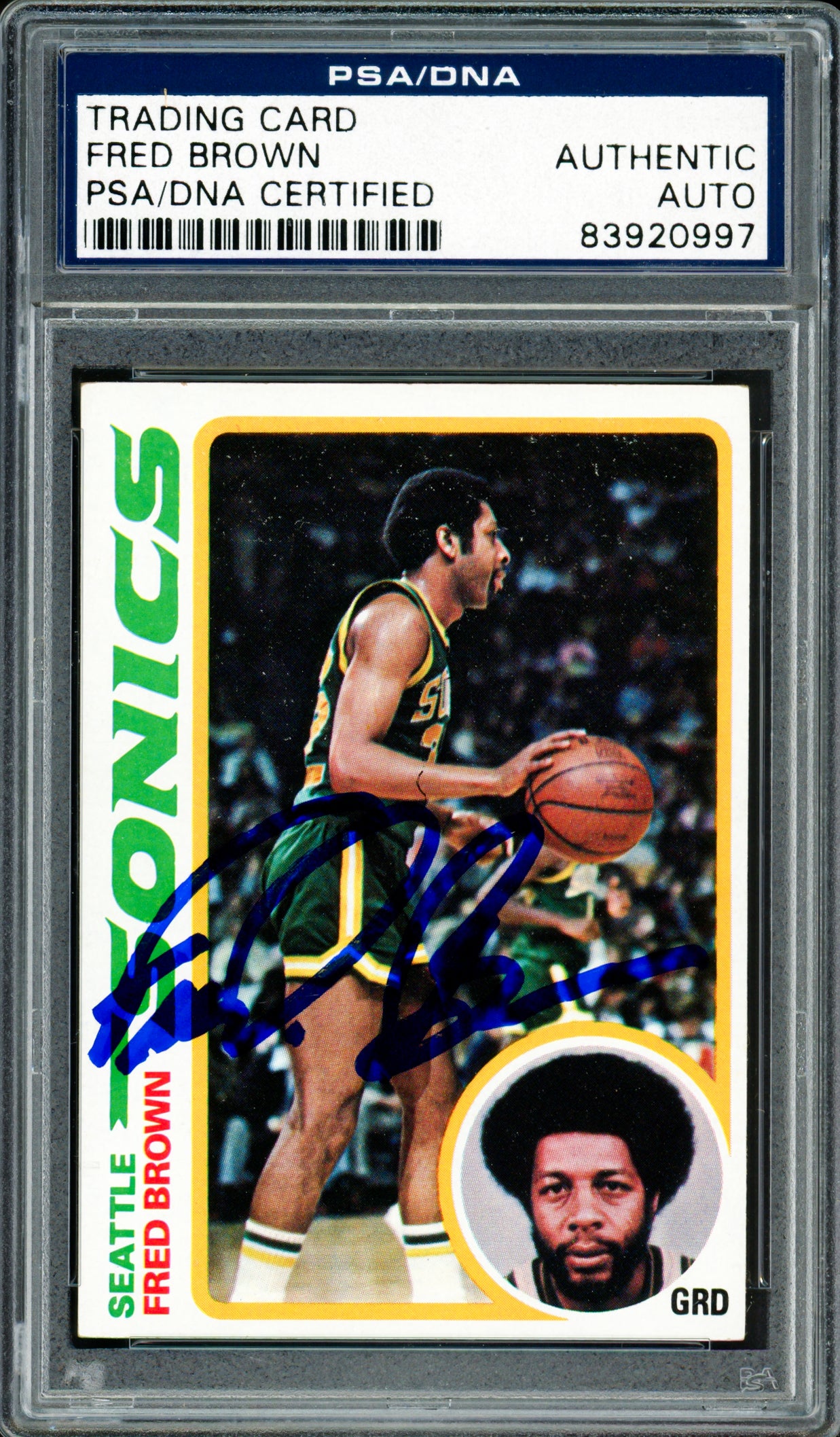 Downtown Fred Brown Autographed 1978-79 Topps Card #59 Seattle Supersonics PSA/DNA #83920997