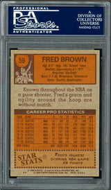 Downtown Fred Brown Autographed 1978-79 Topps Card #59 Seattle Supersonics PSA/DNA #83920998