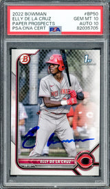 Elly De La Cruz Autographed 2022 1st Bowman Prospects Rookie Card #BP50 Cincinnati Reds PSA 10 Auto Grade Gem Mint 10 PSA/DNA #82035705