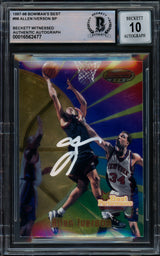 Allen Iverson Autographed 1997-98 Bowman's Best Card #98 Philadelphia 76ers Auto Grade Gem Mint 10 Beckett BAS Witnessed #16562477