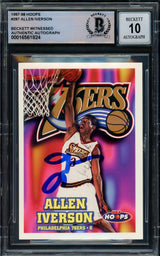 Allen Iverson Autographed 1997-98 Hoops Card #287 Philadelphia 76ers Auto Grade Gem Mint 10 Beckett BAS Witnessed #16561824