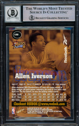 Allen Iverson Autographed 1997-98 Skybox Premium Reebok Gold Card #100 Philadelphia 76ers Auto Grade Gem Mint 10 Beckett BAS Witnessed #16562228