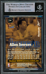 Allen Iverson Autographed 1997-98 Skybox Premium Reebok Gold Card #100 Philadelphia 76ers Beckett BAS Witnessed #16562960