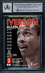Allen Iverson Autographed 1998-99 Skybox Premium Card #31 Philadelphia 76ers Auto Grade Gem Mint 10 Beckett BAS Witnessed #16561829