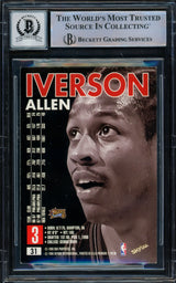 Allen Iverson Autographed 1998-99 Skybox Premium Card #31 Philadelphia 76ers Auto Grade Gem Mint 10 Beckett BAS Witnessed #16561829