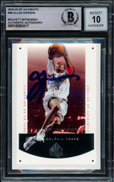 Allen Iverson Autographed 2002-03 SP Authentic Card #68 Philadelphia 76ers Auto Grade Gem Mint 10 Beckett BAS Witnessed Stock #233492