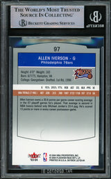 Allen Iverson Autographed 2003-04 Skybox LE Card #97 Philadelphia 76ers Beckett BAS Witnessed #16562823
