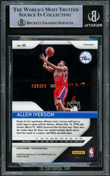 Allen Iverson Autographed 2018-19 Panini Prizm Prizms Silver Card #45 Philadelphia 76ers Beckett BAS Witnessed #16563075