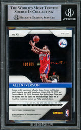 Allen Iverson Autographed 2018-19 Panini Prizm Prizms Silver Card #45 Philadelphia 76ers Beckett BAS Witnessed #16563076