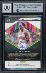 Allen Iverson Autographed 2020-21 Panini Prizm Fearless Prizms Hyper Card #20 Philadelphia 76ers Auto Grade Gem Mint 10 Beckett BAS Witnessed Stock #233522