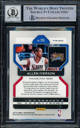 Allen Iverson Autographed 2021-22 Panini Prizm Prizms Pink Ice Card #255 Philadelphia 76ers Auto Grade Gem Mint 10 Beckett BAS Witnessed #16562625