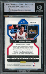 Allen Iverson Autographed 2021-22 Panini Prizm Prizms Ice Card #255 Philadelphia 76ers Beckett BAS Witnessed #16563102