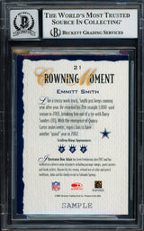 Emmitt Smith Autographed 2002 Donruss Gridiron Kings Samples Card #21 Dallas Cowboys Auto Grade Gem Mint 10 Beckett BAS #16898203