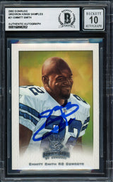 Emmitt Smith Autographed 2002 Donruss Gridiron Kings Samples Card #21 Dallas Cowboys Auto Grade Gem Mint 10 Beckett BAS #16898202