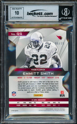 Emmitt Smith Autographed 2016 Panini Spectra Neon Blue Die Cut Card #44 Arizona Cardinals Auto Grade Gem Mint 10 #6/35 Beckett BAS #16891372