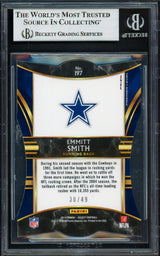 Emmitt Smith Autographed 2019 Select Prizms Neon Green Die Cut Card #197 Dallas Cowboys #30/49 Beckett BAS #16901138