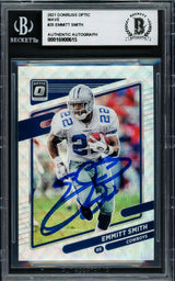 Emmitt Smith Autographed 2021 Donruss Optic Wave Card #25 Dallas Cowboys #/299 Beckett BAS Stock #233600