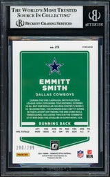 Emmitt Smith Autographed 2021 Donruss Optic Aqua Card #25 Dallas Cowboys #/299 Beckett BAS Stock #233603