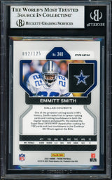 Emmitt Smith Autographed 2021 Panini Prizm Prizms Purple Card #248 Dallas Cowboys #92/125 Beckett BAS #16900754