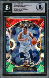 Desmond Bane Autographed 2020-21 Select Prizms Red White Green Ice Rookie Card #90 Memphis Grizzlies Beckett BAS Witnessed #16626948