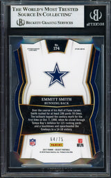 Emmitt Smith Autographed 2017 Select Prizm Purple Card #174 Dallas Cowboys #64/75 Beckett BAS #16901137